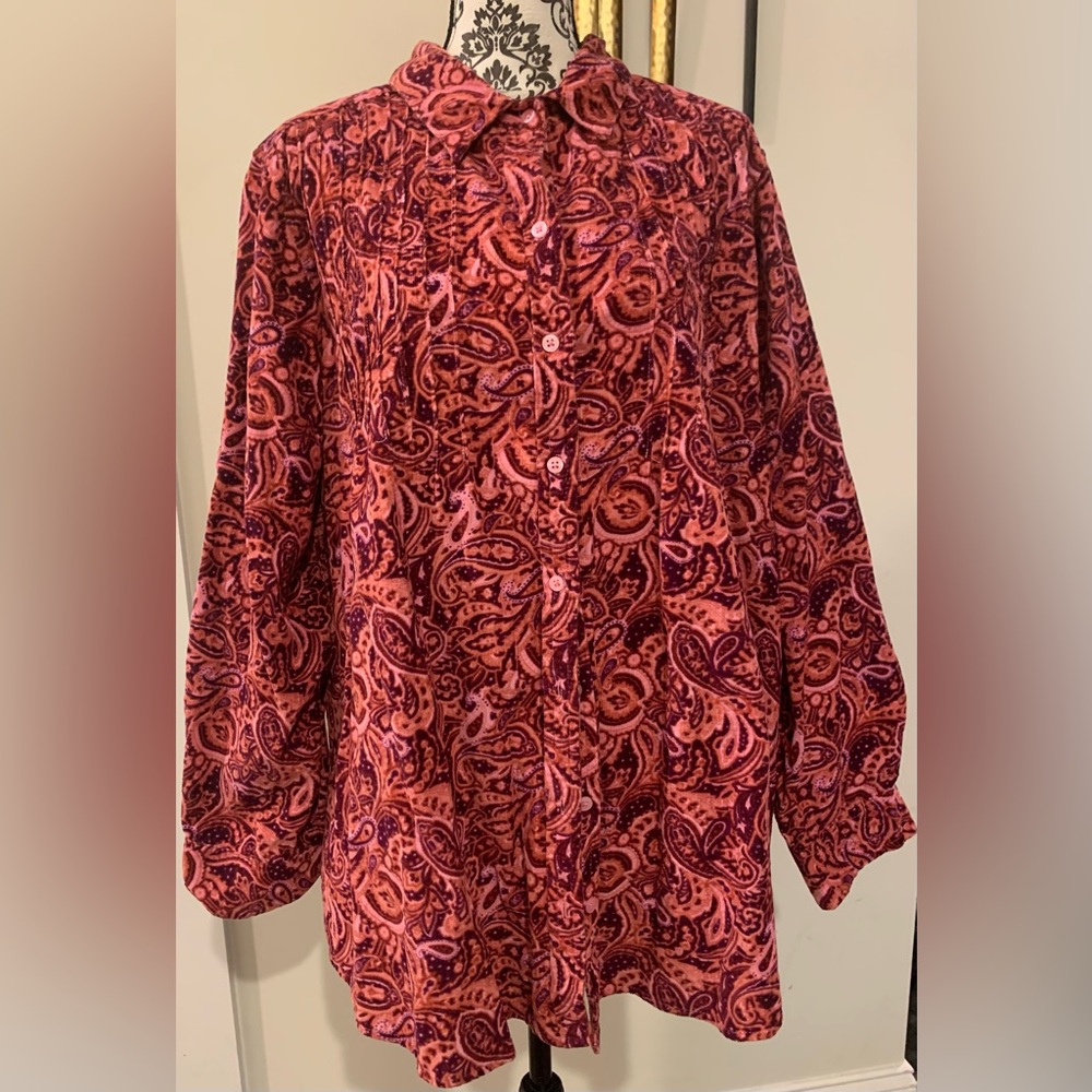 Woman Within Paisley Corduroy Top